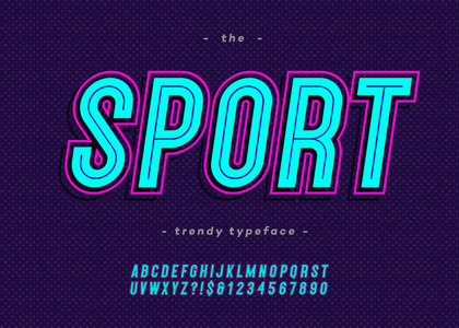 向量大胆的霓虹灯体育字母表现代排版无衬线样式