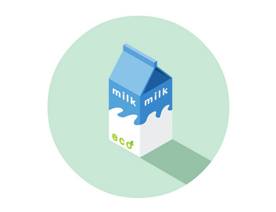 矢量等距插画的生态牛奶盒图片