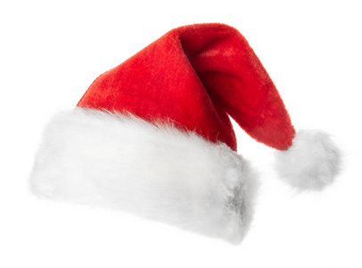 在白色背景上孤立的圣诞老人红色帽子