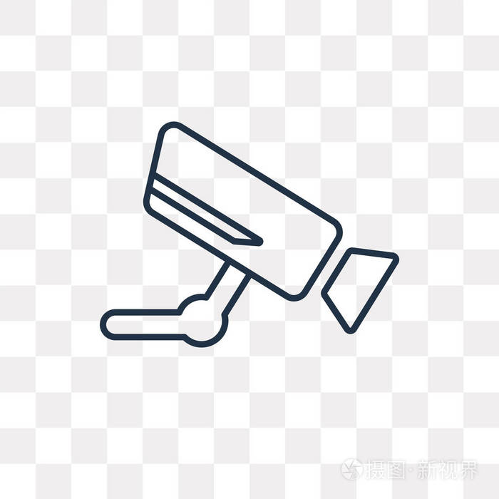 机场安防摄像头矢量轮廓图标隔离在透明背景上, 高品质的线性机场安全