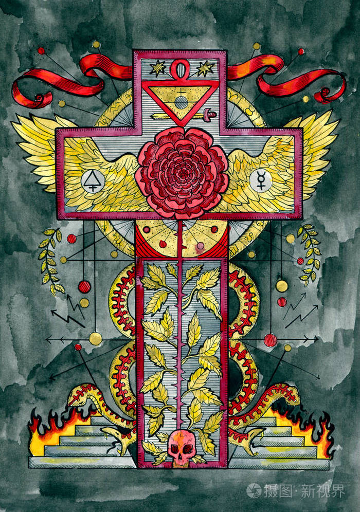 宗教或概念与十字架 玫瑰 蛇和地狱 神秘和深奥五颜六色的例证 神秘的哥特式背景照片 正版商用图片0tnj1w 摄图新视界 宗教或概念与十字架 玫瑰 蛇和地狱 神秘和深奥五颜六色的例证 神秘的哥特式背景照片 正版商用图片0tnj1w 摄图新视界