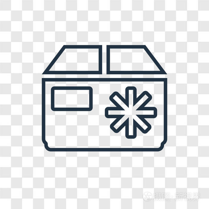 冰箱图标在时尚的设计风格.冰柜图标隔离在透明的背景.