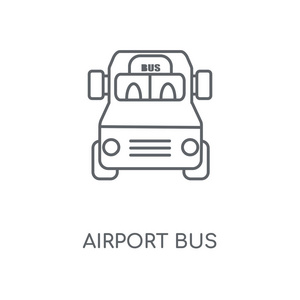 机场巴士线性图标。机场巴士概念行程符号设计。薄的图形元素向量例证, 在白色背景上的轮廓样式, eps 10