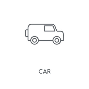 汽车线性图标。汽车概念冲程符号设计。薄的图形元素向量例证, 在白色背景上的轮廓样式, eps 10