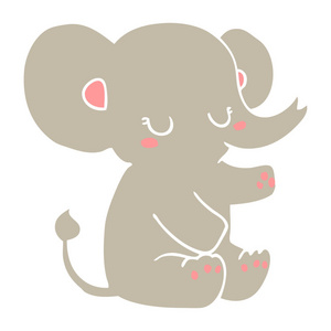 纯色风格动画片大象