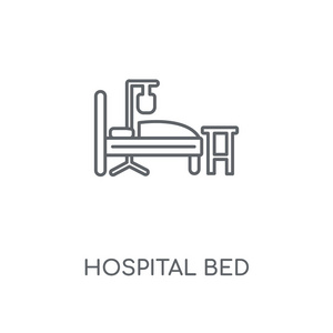 医院床线形图标。医院床概念中风符号设计。薄的图形元素向量例证, 在白色背景上的轮廓样式, eps 10