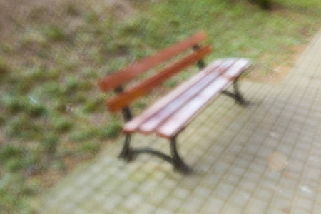 用长凳抽象公园。长时间曝光