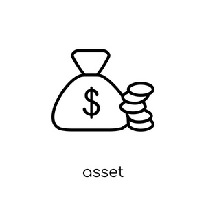 时尚现代平面线性矢量资产图标在白色背景上从细线密码货币经济和金融