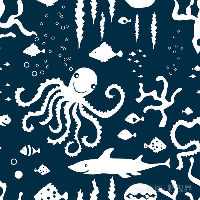 海底生物的无缝背景