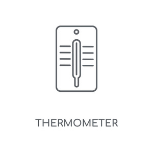 温度计线性图标。温度计概念行程符号设计。薄的图形元素向量例证, 在白色背景上的轮廓样式, eps 10