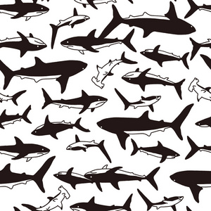 例证图案的鲨鱼, 我画了一只鲨鱼简单, 我继续无缝