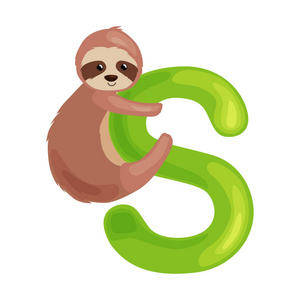 为学龄前孩子 abc 教育懒惰动物带字母 s照片