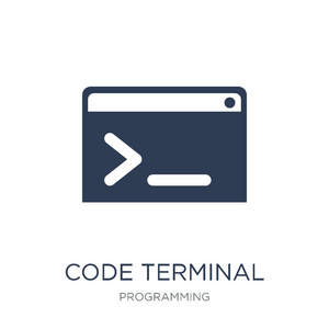 代码终端图标。时尚平面矢量代码终端图标在白色背景上从编程汇集, 向量例证可用于网络和移动, eps10
