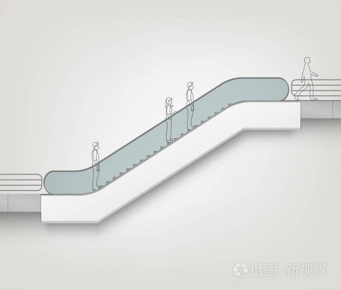 矢量现代自动扶梯与地方为广告侧视图分离背景插画-正版商用图片0to4
