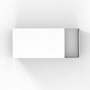 滑动框  匹配框，包装纸板白滑盒子打开。3d 图