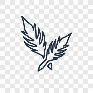 在透明背景上隔离的羽毛笔图标.