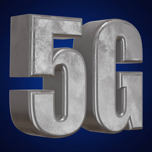 在蓝色的 3d 金属 5 g 图标。