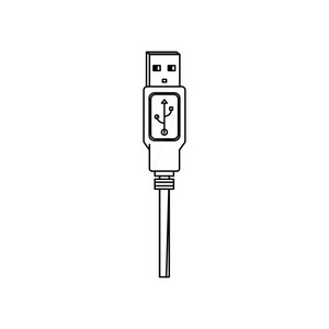 单色的轮廓与带 usb 插头