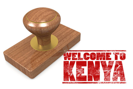 红色的橡皮戳对肯尼亚表示欢迎