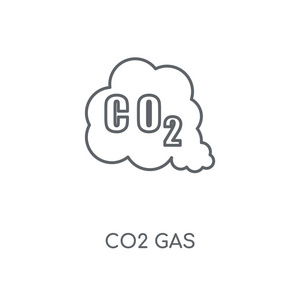 二氧化碳气体线性图标.co2 气体概念冲程符号设计.