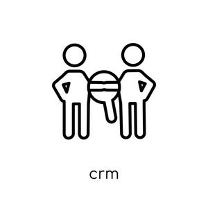 crm 图标。时尚现代平面线性向量 crm 图标在白色背景从细线营销汇集, 概述向量例证