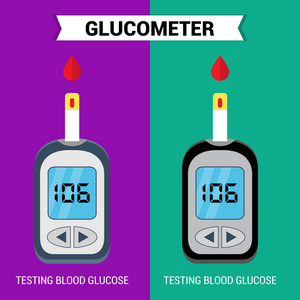 用于糖尿病诊断的血糖仪的创造性载体说明。可用作背景海报小册子和模板设计