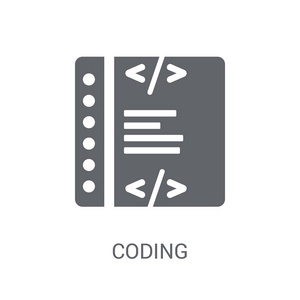 编码 图标。时尚编码标志概念的白色背景从编程集合。适用于 web 应用移动应用和打印媒体