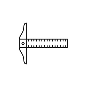 黑色和白色向量直接边缘的例证与 t 正方形。建筑师绘图员工程师的尺子线图标。技术和机械绘图工具。白色背景上的独立对象