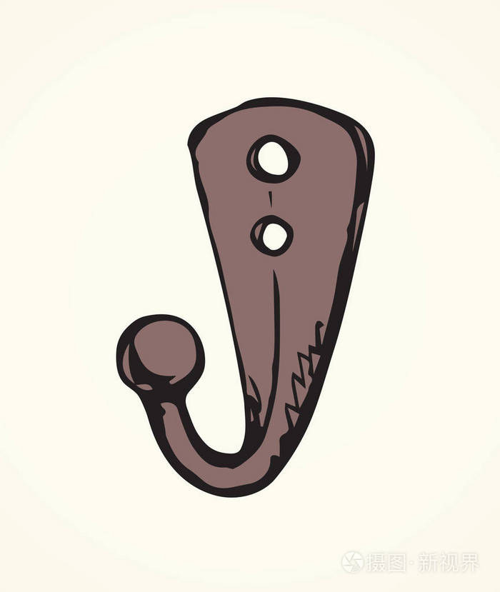 插画 白色门背景上的小浴缸挂钩集设计.