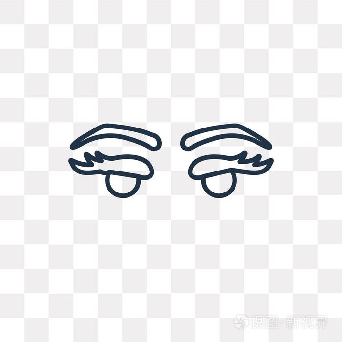 两个睫毛矢量轮廓图标隔离在透明背景上, 高品质线性二睫毛透明度概念可以使用网络和移动