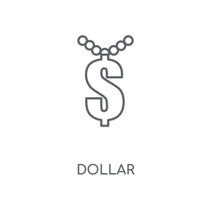 美元线性图标。美元概念笔画符号设计。薄的图形元素向量例证, 在白色背景上的轮廓样式, eps 10