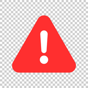 平面样式中的感叹号图标.危险警报向量例证在查隔绝的背景.