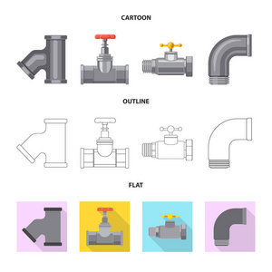 管道和管的孤立对象图标。用于 web 的管道和管线库存符号的收集