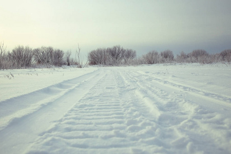 雪冬路足迹