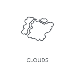 云线性图标。云概念笔画符号设计。薄的图形元素向量例证, 在白色背景上的轮廓样式, eps 10
