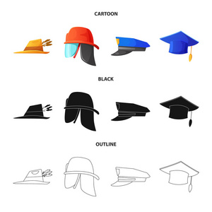 帽子和帽符号的矢量设计。套帽和附件股票矢量图