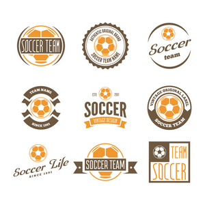 一套足球或足球俱乐部标志集矢量模板设计