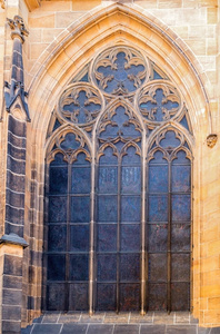 窗口在布拉格城堡城堡在布拉格圣维特大教堂