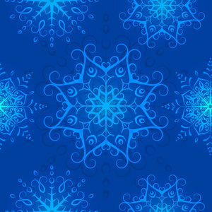 冬季无缝质感, 无尽的图案与雪花, 降雪。无缝图案可用于墙纸图案填充网页背景表面纹理