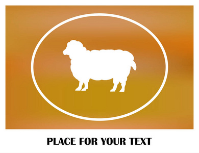 颜色与所有增长，羊毛的羊。偶蹄类农场动物白羊，概念食物的素描插图