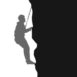 白色背景上的黑色剪影攀岩。矢量图