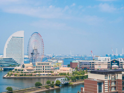 日本横滨天际线城市的美丽建筑建筑