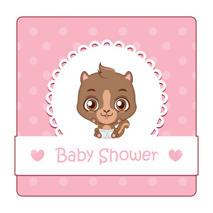 可爱的小松鼠与婴儿淋浴标签图片