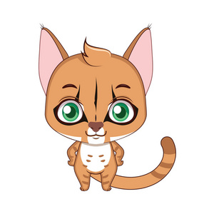 可爱的程式化的卡通非洲金猫图插画
