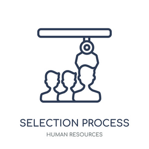 选择过程图标。从人力资源收集的选择过程中的线性符号设计