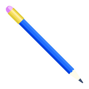 蓝色铅笔图标, 平面样式