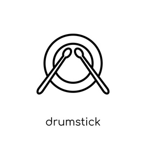 时尚现代平面线性矢量鼓棒图标在白色背景从细线音乐汇集, 概述向量