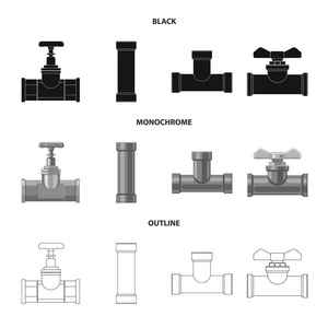 管子和管子标志的向量例证。库存管道和管道矢量图标集