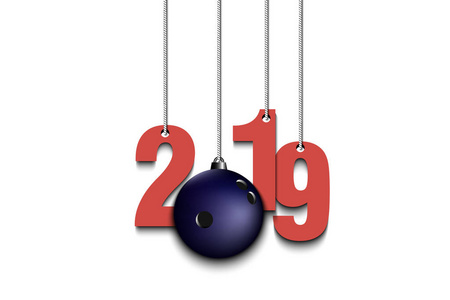 2019年新年和保龄球挂在绳子上