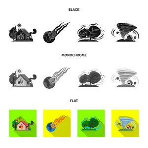 自然和灾难标识的孤立对象。一套自然和风险股票向量例证